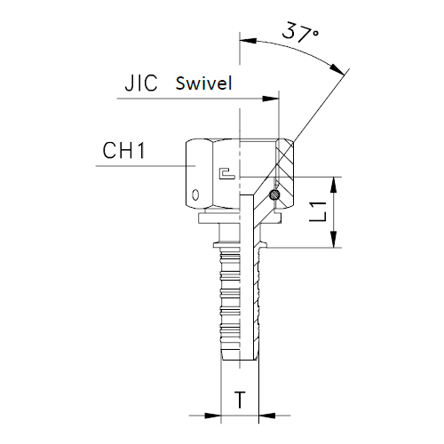 Прямой фитинг фиксированная накидная/накидная гайка - конус JIC 74°