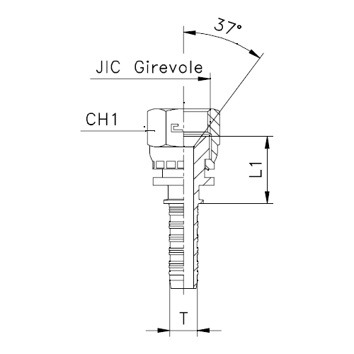 Прямой фитинг предварительно обжатая гайка - конус JIC 74°
